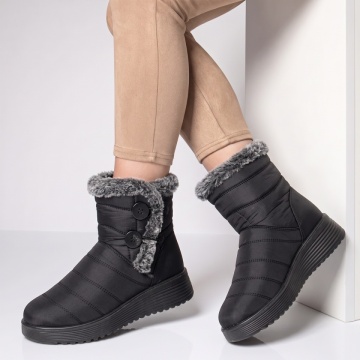 Ghete dama din fas cu talpa groasa negre GINA28, 2, modlet.ro