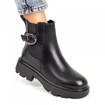 Ghete dama negre cu fermoar si talpa groasa MOD07023, 3, modlet.ro