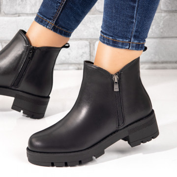 Ghete dama negre cu fermoare din Piele naturala MOD05613, 2, modlet.ro