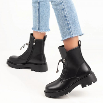 Ghete dama negre cu siret si fermoar MOD07027, 4, modlet.ro