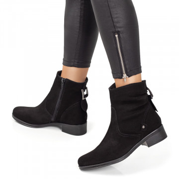 Ghete dama negru suede fara toc cu fermoar MOD05668, 2, modlet.ro