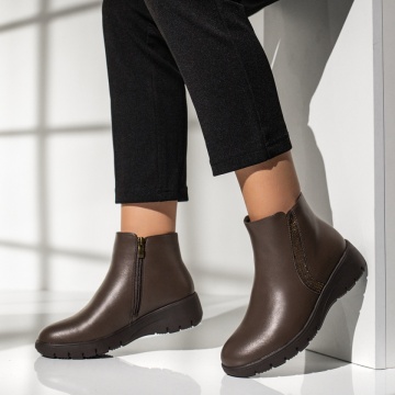 Ghete dama scurte cu fermoar khaki MOD14083