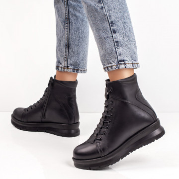Ghete din Piele naturala negre cu platforma MOD02502, 2, modlet.ro