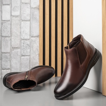 Ghete maro barbati din Piele naturala cu insertii de material elastic MOD13991, 1, modlet.ro