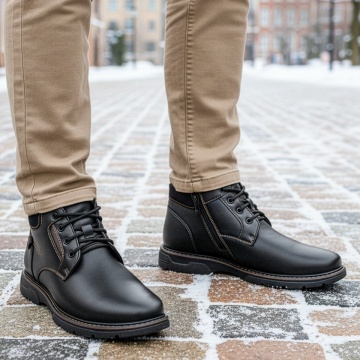 Ghete barbati, Ghete negre barbati cu fermoar MOD14164, modlet.ro