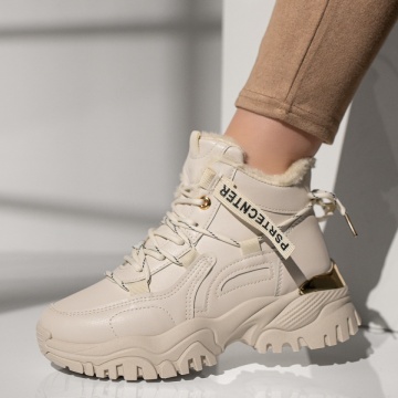 Ghete sport dama cu siret si talpa groasa bej MOD12834, 4, modlet.ro