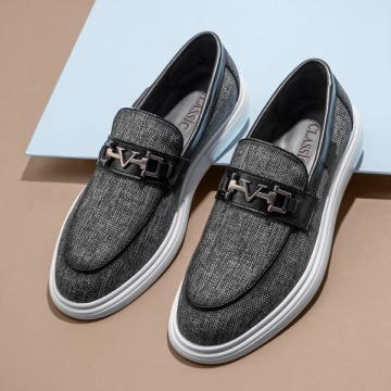Mocasini barbati cu accesoriu metalic negri cu alb MOD11650, 2, modlet.ro