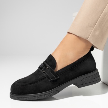 Mocasini dama cu talpa joasa negru suede IRIS16