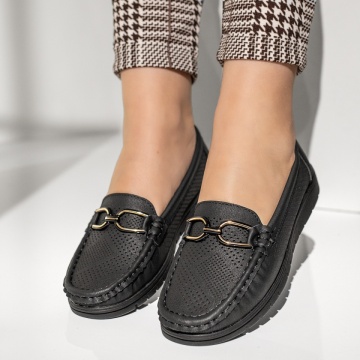 Mocasini dama negri cu accesoriu decorativ MOD13273, 2, modlet.ro