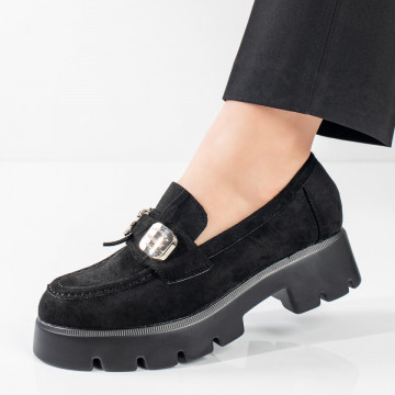 Panofi casual dama cu talpa groasa negri suede MOD11060, 1, modlet.ro