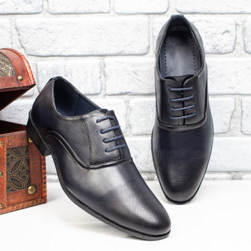 Pantofi barbati eleganti cu siret albastri MOD09576, 3, modlet.ro
