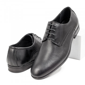 Pantofi barbati eleganti negri cu model perforat din Piele naturala ZEF08783, 2, zeforia.ro