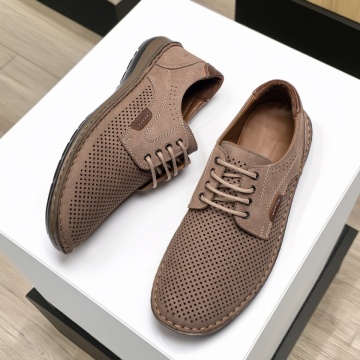 Pantofi casual barbati cu perforatii gri din Piele naturala MOD13757, 3, modlet.ro