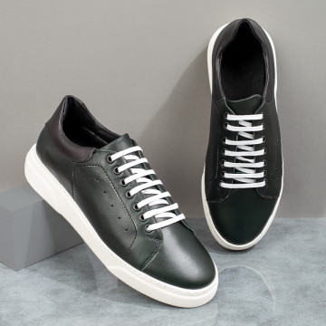 Pantofi casual barbati din Piele naturala verzi MOD04115, 2, modlet.ro