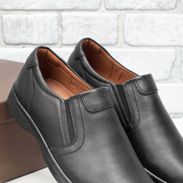 Pantofi casual barbati negri cu insertie de material elastic MOD03973, 4, modlet.ro