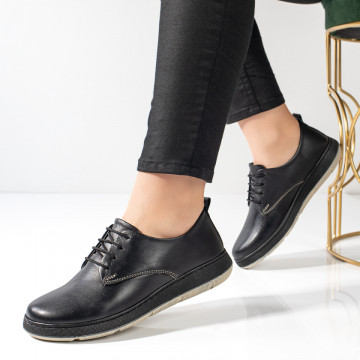 Pantofi casual cu siret negri din Piele naturala MOD11122, 4, modlet.ro