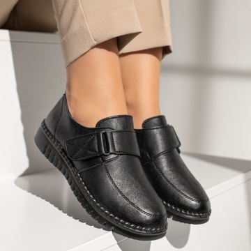 Pantofi casual cu talpa joasa si inchidere cu scai negri DORA23, 4, modlet.ro