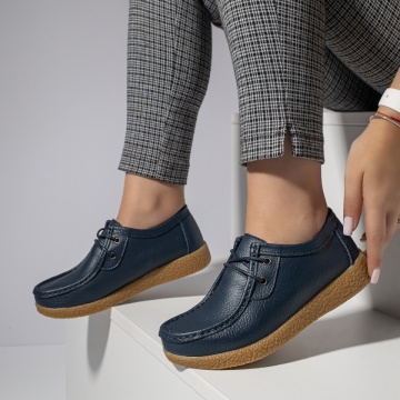 Pantofi casual dama albastri cu siret din Piele naturala MOD03850, 2, modlet.ro