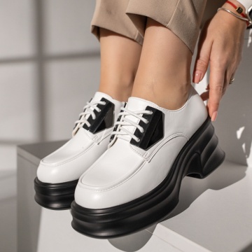 Pantofi casual dama albi cu negru si platforma MOD11830, 2, modlet.ro