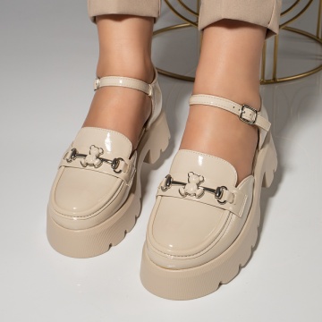 Pantofi casual dama bej cu catarama MOD11843, 4, modlet.ro