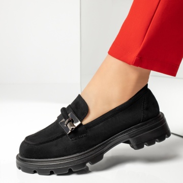 Pantofi casual dama cu accesoriu decorativ negru suede MOD13366, 2, modlet.ro
