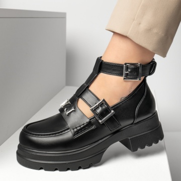 Pantofi casual dama cu aplicatii metalice negri MOD13095, 1, modlet.ro