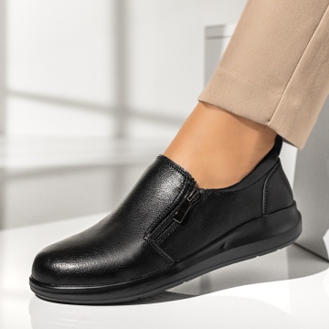Pantofi casual dama cu fermoar negri din Piele naturala MOD13292, 2, modlet.ro