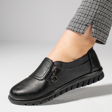 Pantofi casual dama cu fermoar negri MOD10094, 3, modlet.ro
