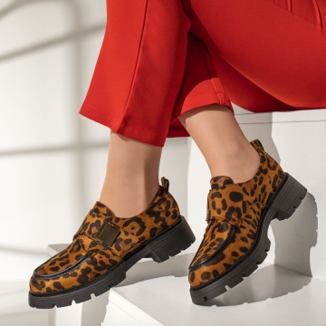 Pantofi casual dama cu imprimeu negri suede MOD12958, 2, modlet.ro