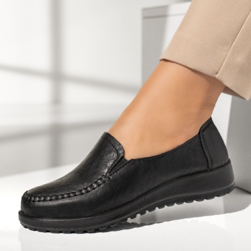 Pantofi casual dama cu insertie de material elastic negri DORA38, 2, modlet.ro
