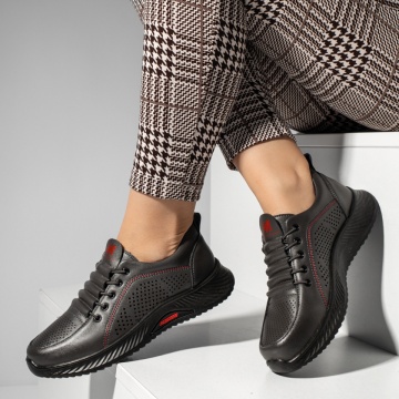 Pantofi dama, Pantofi casual dama cu perforatii gri MOD14230, modlet.ro