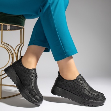 Pantofi casual dama cu perforatii negri MOD13439, 3, modlet.ro