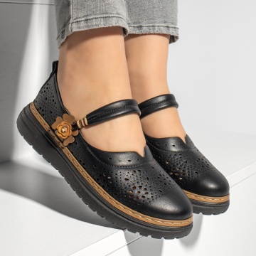 Pantofi casual dama cu perforatii negru cu khaki ZEF13164, 3, zeforia.ro