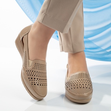 Pantofi casual dama cu platforma bej inchis MOD13339, 4, modlet.ro