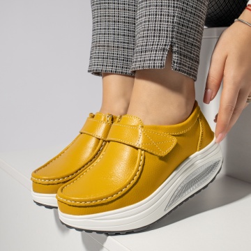 Pantofi casual dama cu platforma galbeni din Piele naturala MOD11951, 2, modlet.ro