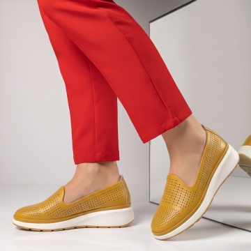 Pantofi casual dama cu platforma galbeni din Piele naturala SARA8, 2, modlet.ro