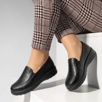 Pantofi casual dama cu platforma negri din Piele naturala DORA44, 2, modlet.ro