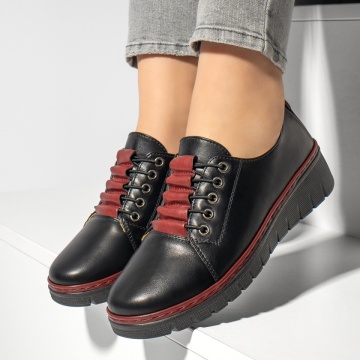 Pantofi casual dama cu platforma negru cu visiniu MOD033818, 2, modlet.ro