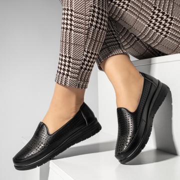 Pantofi casual dama cu platforma si perforatii negri MOD14241, 2, modlet.ro