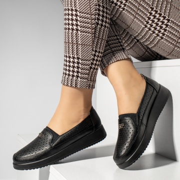 Pantofi casual dama cu platforma si perforatii negri MOD14242, 1, modlet.ro