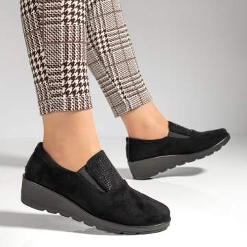 Pantofi casual dama cu platforma si strasuri negru suede MOD12986, 4, modlet.ro