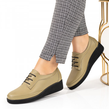 Pantofi casual dama cu platforma verzi din Piele naturala MOD10349, 3, modlet.ro