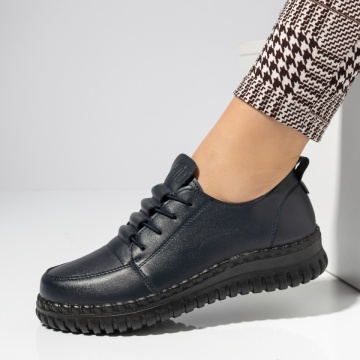 Reduceri pantofi casual dama, Pantofi casual dama cu siret elastic albastri GINA3, modlet.ro
