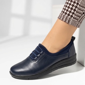 Pantofi casual dama cu siret elastic albastru inchis LILI8