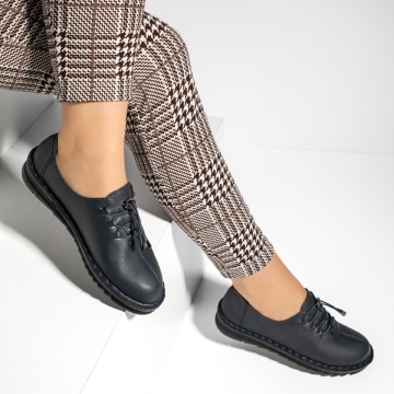 Pantofi casual dama cu siret elastic albastru inchis MOD13230, 4, modlet.ro