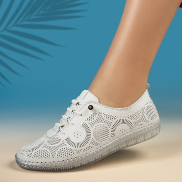Pantofi casual dama cu siret elastic albi MOD13764, 4, modlet.ro