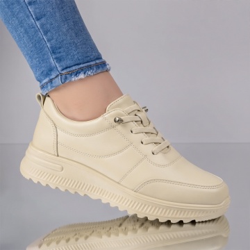 Pantofi casual dama cu siret elastic bej IOANA29, 3, modlet.ro
