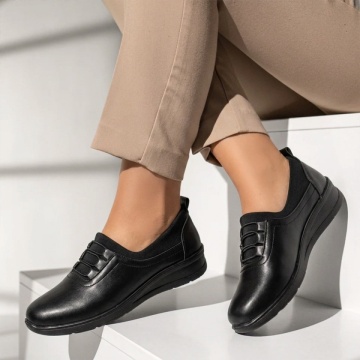 Pantofi casual dama cu siret elastic negri LILI8, 2, modlet.ro