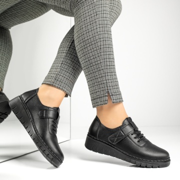 Pantofi casual dama cu siret elastic negri MOD10331, 3, modlet.ro