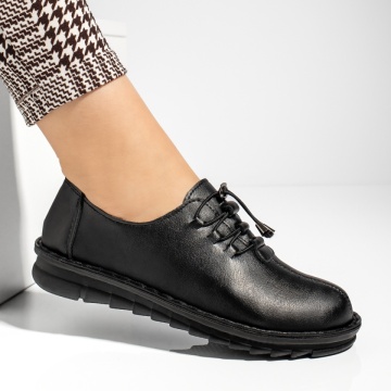 Pantofi casual dama cu siret elastic negri MOD13230, 2, modlet.ro